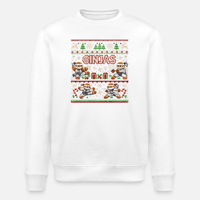 Ginja's Gingerbread Christmas Sweater - Stanley/Stella ROLLER Unisex Organic Sweatshirt - white