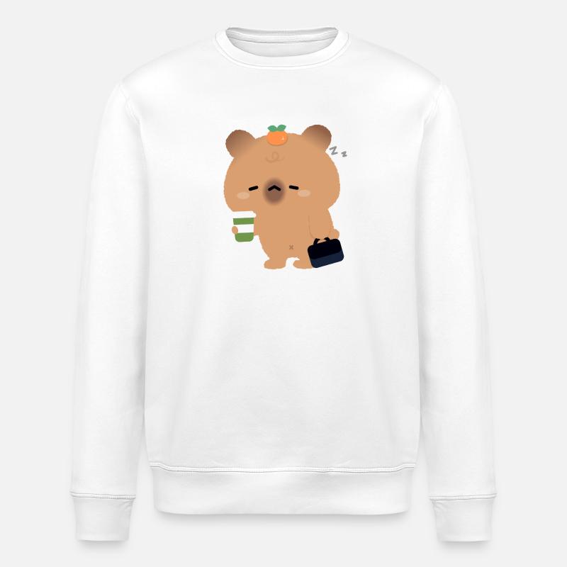 Müde Capybara mit Kaffee - Stanley/Stella Unisex Bio-Sweatshirt ROLLER - Weiß