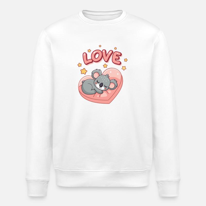 Koala dort sur cœur pastel - Sweat bio ROLLER Stanley/Stella Unisexe - blanc
