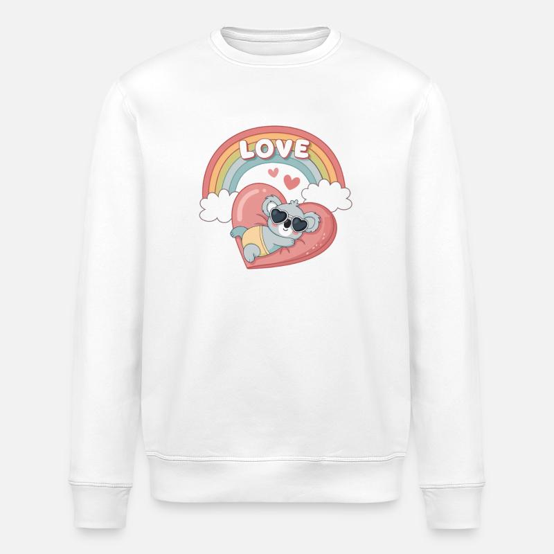 Koala-Liebe-Regenbogenherz - Stanley/Stella Unisex Bio-Sweatshirt ROLLER - Weiß