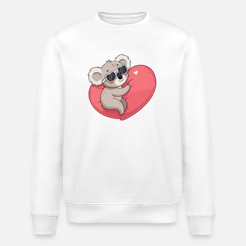 Koala-Lächelndes Herz - Stanley/Stella Unisex Bio-Sweatshirt ROLLER - Weiß