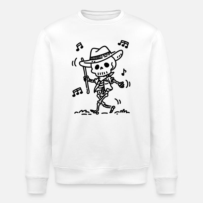 Dancing Cowboy Skeleton | Music & Halloween Theme - Stanley/Stella ROLLER Unisex Organic Sweatshirt - white
