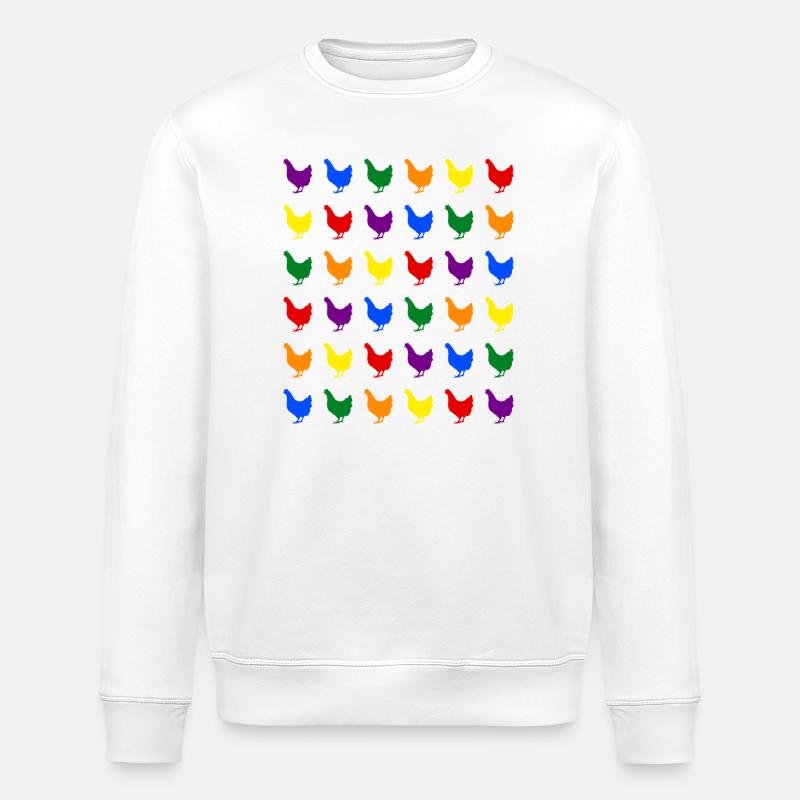 Rainbow Chickens - Stanley/Stella ROLLER Unisex Organic Sweatshirt - white