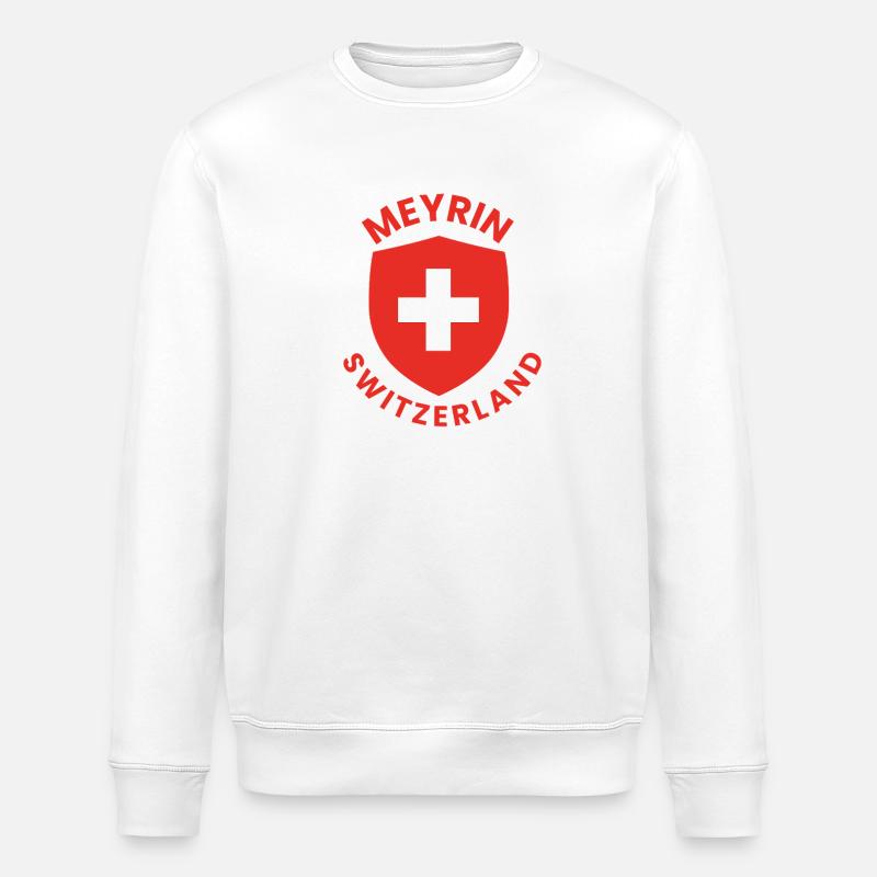 Meyrin Schweiz Shield - Stanley/Stella ROLLER Unisex Organic Sweatshirt - white