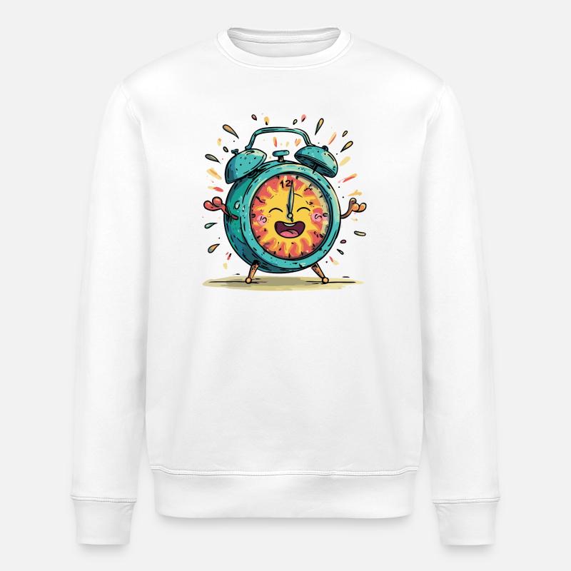 Sun Alarm Clock Celebration Image - Stanley/Stella ROLLER Unisex Organic Sweatshirt - white