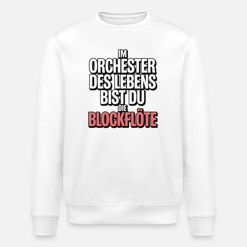 Orchester des Lebens Blockflöte Design - Stanley/Stella Unisex Bio-Sweatshirt ROLLER - Weiß