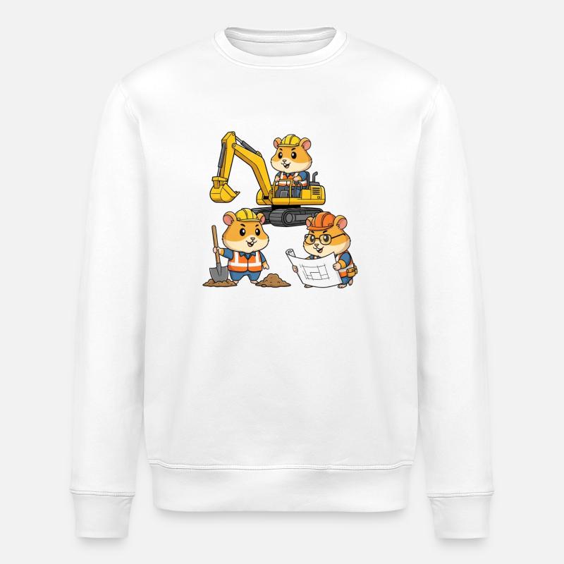 Hamster Construction Worker - Stanley/Stella ROLLER Unisex Organic Sweatshirt - white