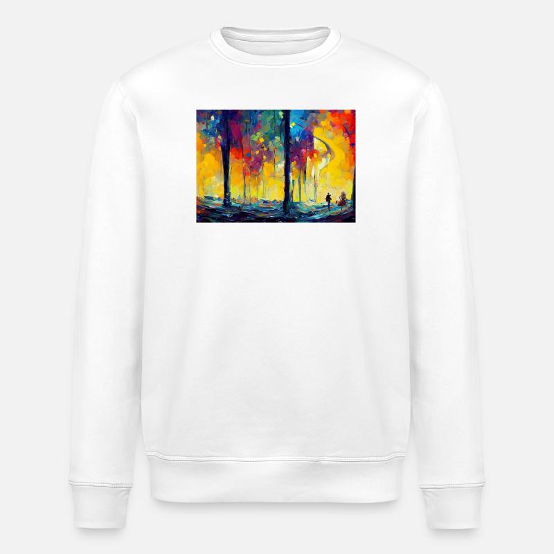 Mondnacht im Farbwald - Stanley/Stella Unisex Bio-Sweatshirt ROLLER - Weiß