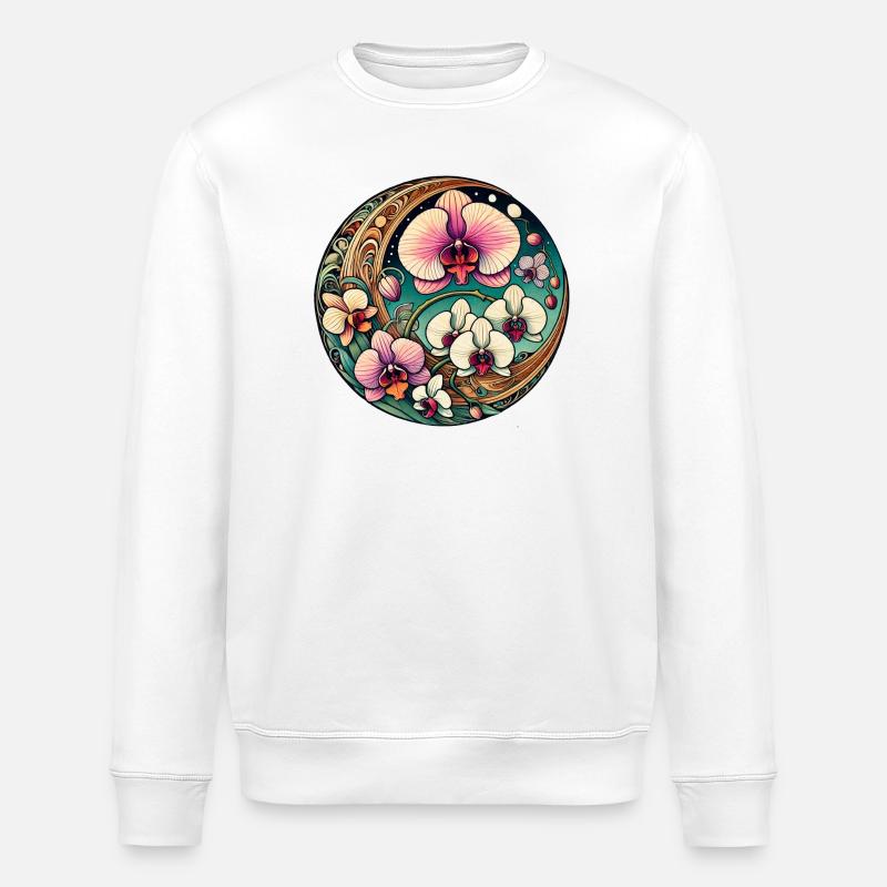 Orchid Circle Blumenkunst - Stanley/Stella Unisex Bio-Sweatshirt ROLLER - Weiß