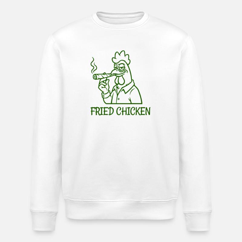 Fried Chicken Lustiges Rauchendes Huhn  - Stanley/Stella Unisex Bio-Sweatshirt ROLLER - Weiß