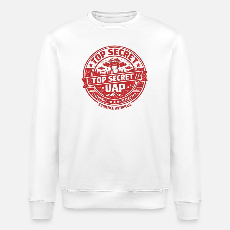 TOP SECRET UAP EVIDENCE WITHHELD. - Stanley/Stella Unisex Bio-Sweatshirt ROLLER - Weiß