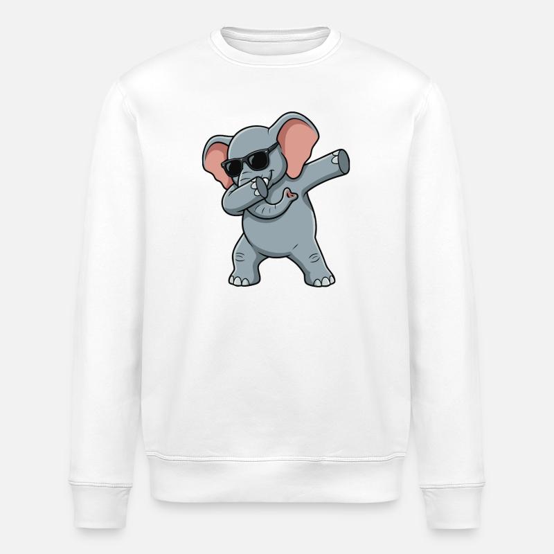 Éléphant drôle dans le style dab - Sweat bio ROLLER Stanley/Stella Unisexe - blanc
