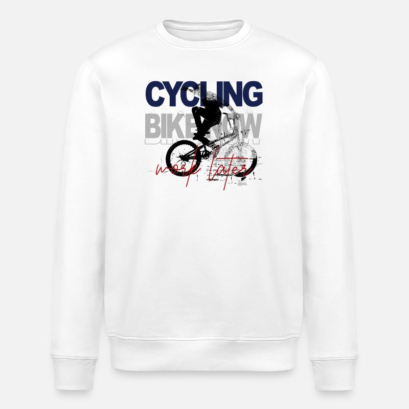Cyclisme maintenant – Travailler plus tard - Sweat bio ROLLER Stanley/Stella Unisexe - blanc