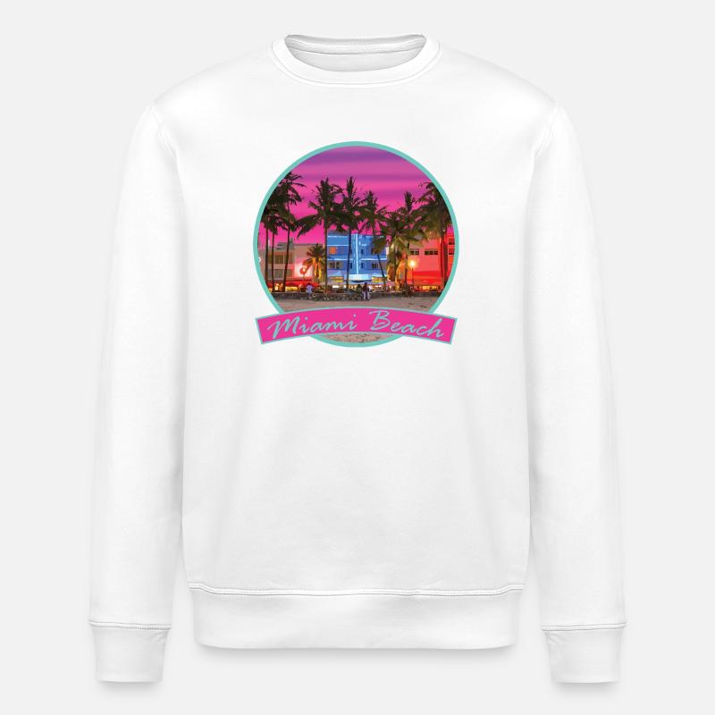 80er Retro Miami Beach Vaporwave - Stanley/Stella Unisex Bio-Sweatshirt ROLLER - Weiß