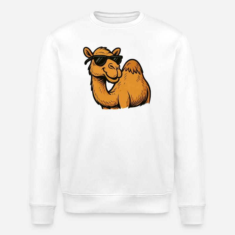 Camel with sunglasses - Stanley/Stella ROLLER Unisex Organic Sweatshirt - white