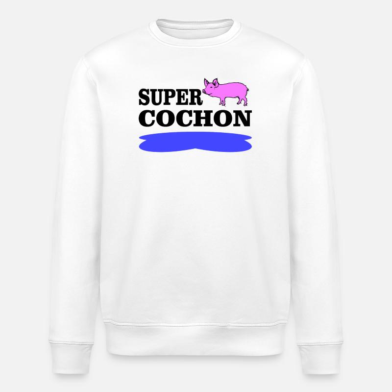 SUPER COCHON - Sweat bio ROLLER Stanley/Stella Unisexe - blanc