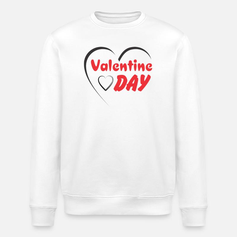 Valentine Day Heart Script Print - Stanley/Stella ROLLER Unisex Organic Sweatshirt - white