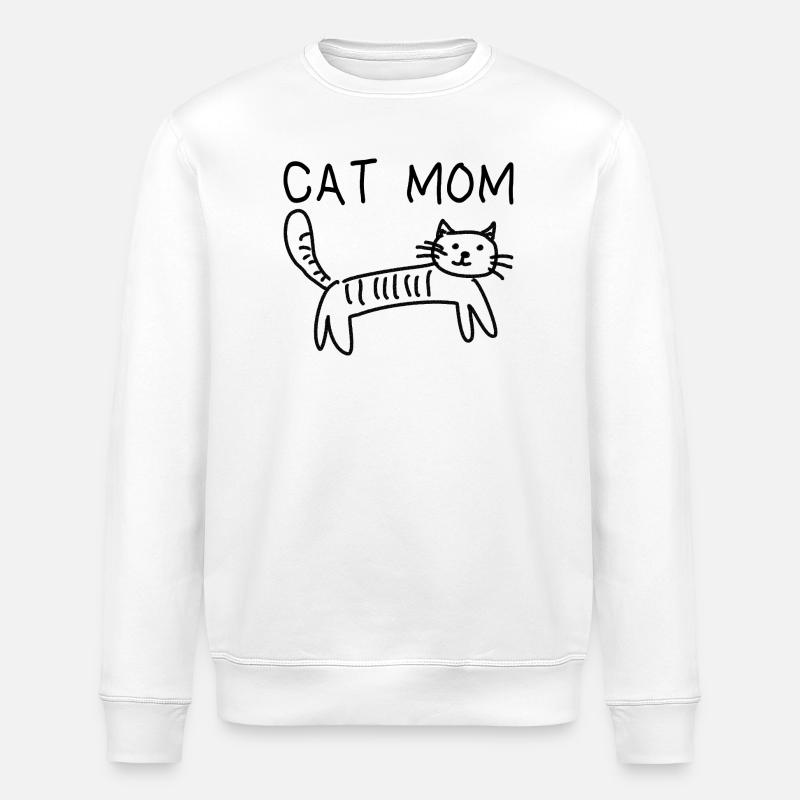 Katze Spruch Cat Mom - Stanley/Stella Unisex Bio-Sweatshirt ROLLER - Weiß