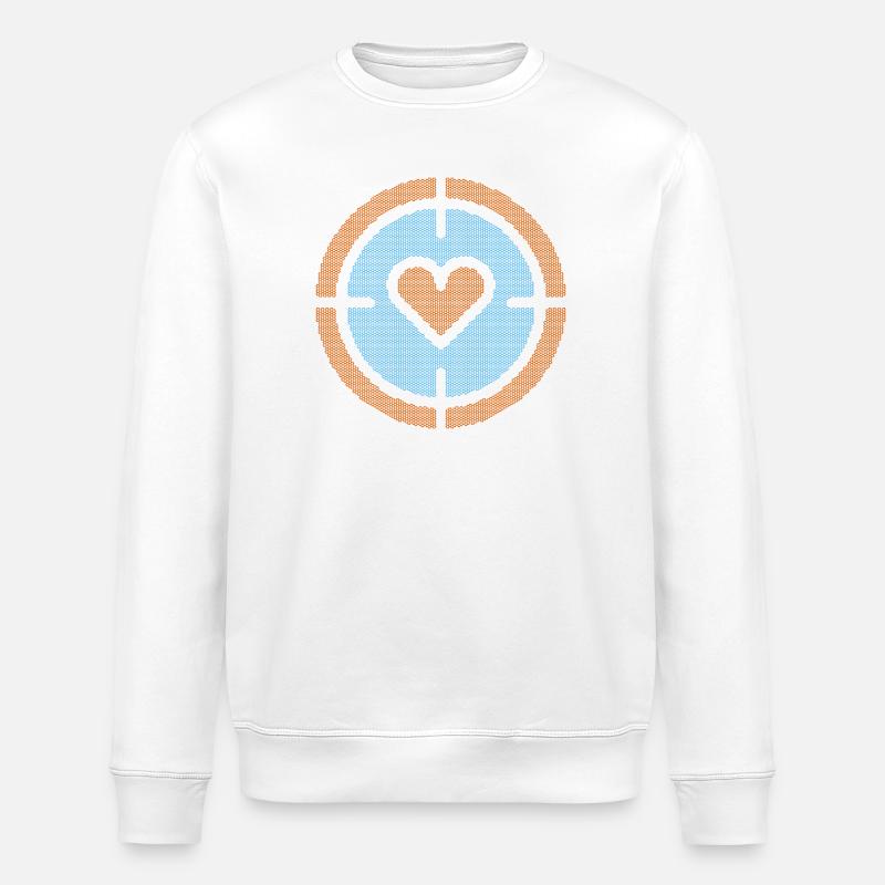 Herz im Ziel-Emblem, atomare Muster - Stanley/Stella Unisex Bio-Sweatshirt ROLLER - Weiß