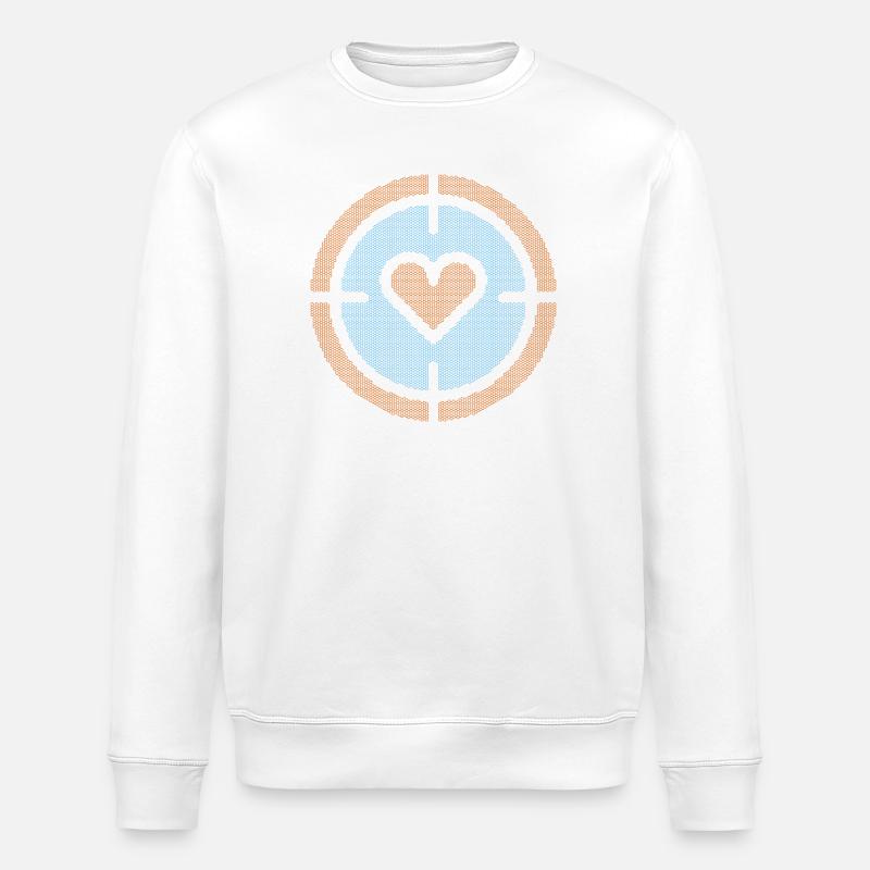 Herz im Ziel-Emblem, Wabenmuster - Stanley/Stella Unisex Bio-Sweatshirt ROLLER - Weiß