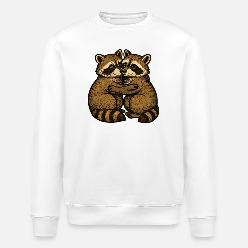 Deux ratons laveurs s’embrassent - Sweat bio ROLLER Stanley/Stella Unisexe - blanc