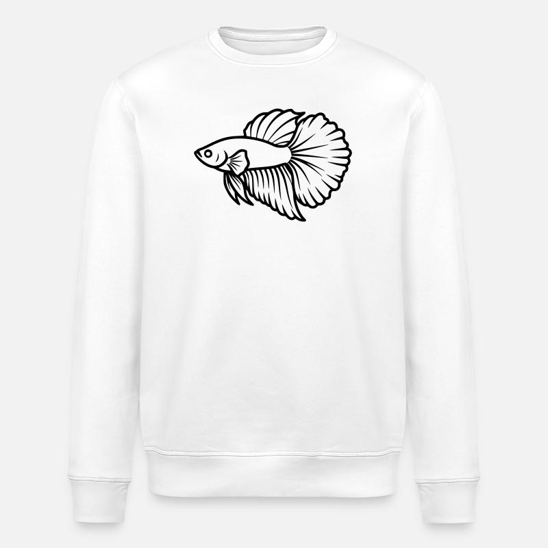 Kampffisch Betta Splendens Aquarium - Stanley/Stella Unisex Bio-Sweatshirt ROLLER - Weiß