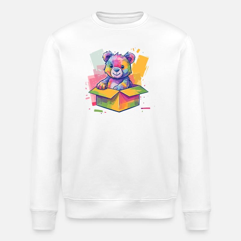 Regenbogenbär im Karton - Stanley/Stella Unisex Bio-Sweatshirt ROLLER - Weiß