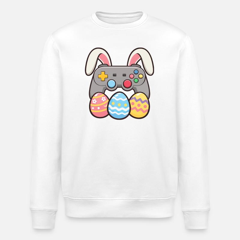 Bunny Gaming Controller Easter Gamer Spaß - Stanley/Stella Unisex Bio-Sweatshirt ROLLER - Weiß
