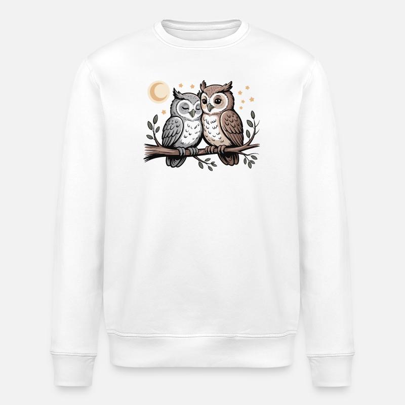 Verliebte Eulen Paar - Stanley/Stella Unisex Bio-Sweatshirt ROLLER - Weiß