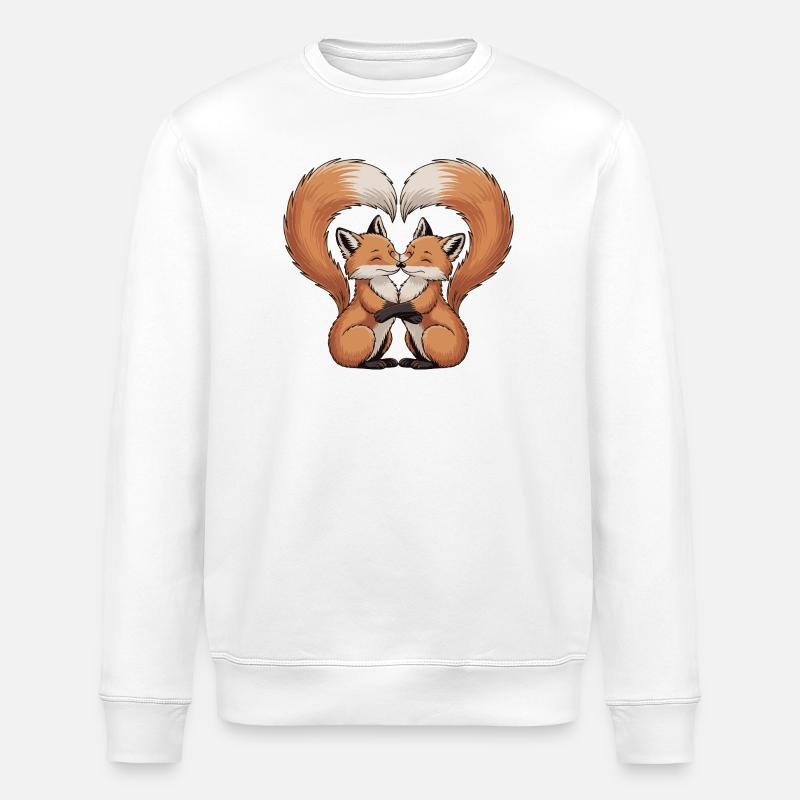 Fuchs Paar Herz - Stanley/Stella Unisex Bio-Sweatshirt ROLLER - Weiß