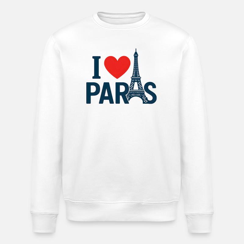J'aime Paris et Tour Eiffel - Sweat bio ROLLER Stanley/Stella Unisexe - blanc