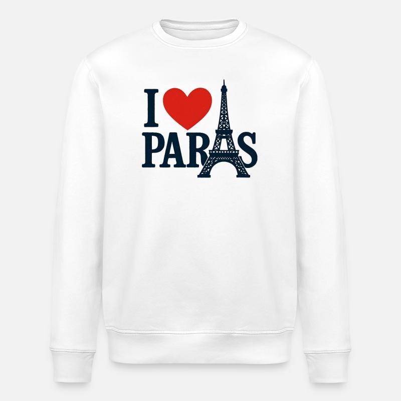 Ich liebe Paris Eiffel Herz - Stanley/Stella Unisex Bio-Sweatshirt ROLLER - Weiß