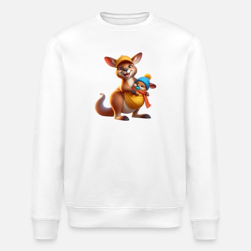 Kangourou heureux avec bébé - Sweat bio ROLLER Stanley/Stella Unisexe - blanc