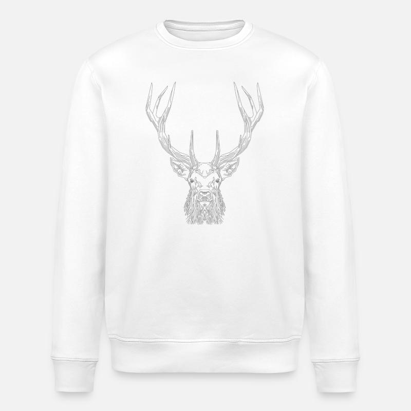 Cerf Tech – Cerf géométrique en gris - Sweat bio ROLLER Stanley/Stella Unisexe - blanc