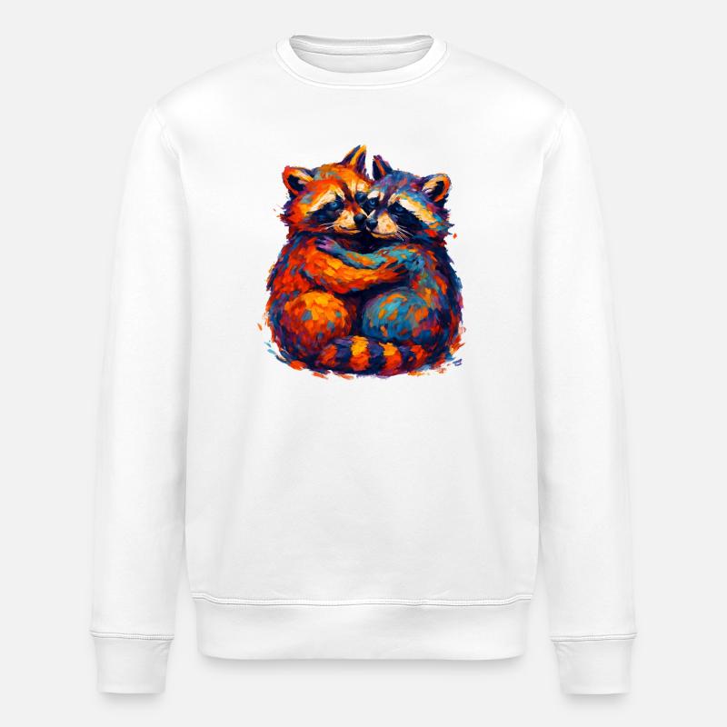Leuchtendes Waschbär-Duo - Stanley/Stella Unisex Bio-Sweatshirt ROLLER - Weiß
