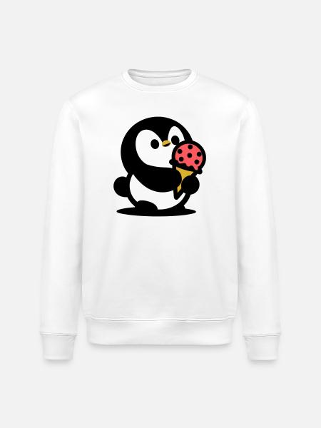 Kleiner Pinguin mit Eis - Stanley/Stella ROLLER Unisex Organic Sweatshirt - white