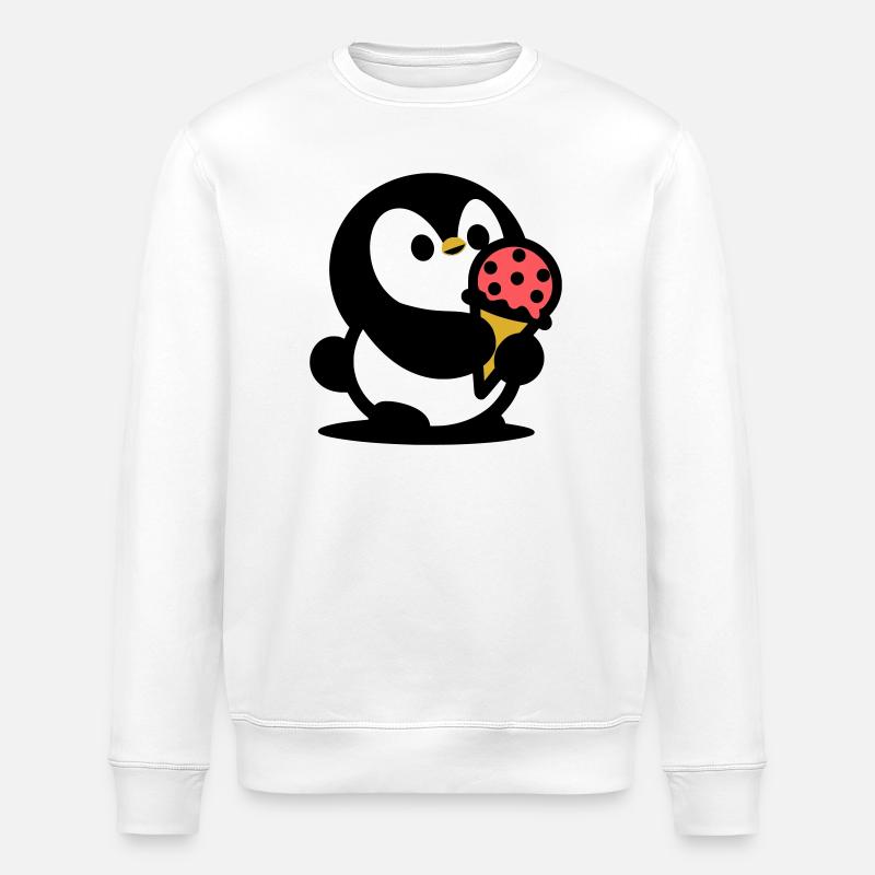 Kleiner Pinguin mit Eis - Stanley/Stella Unisex Bio-Sweatshirt ROLLER - Weiß