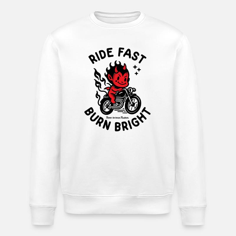 Ride Fast Burn Bright - Stanley/Stella ROLLER Unisex Organic Sweatshirt - white