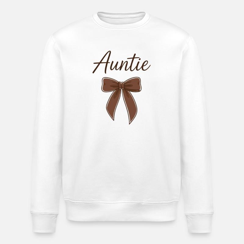 Auntie Bow - Brun Script Bow - Ekologisk sweatshirt ROLLER unisex från Stanley/Stella - vit