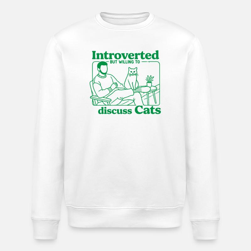 Introverti mais prêt à discuter chats - Sweat bio ROLLER Stanley/Stella Unisexe - blanc