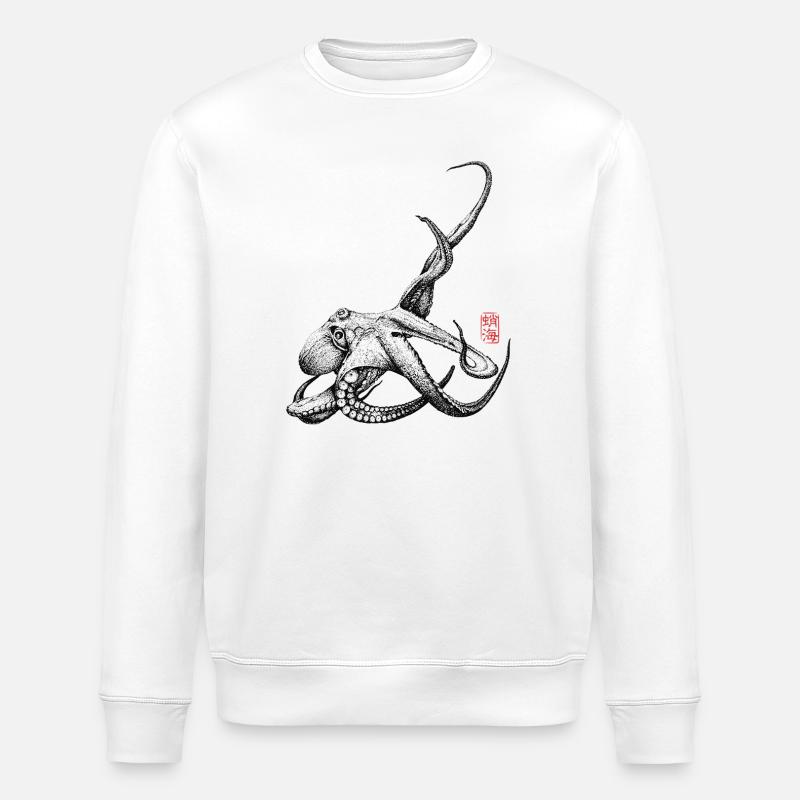 Krake mit Kanji Stamp - Stanley/Stella Unisex Bio-Sweatshirt ROLLER - Weiß