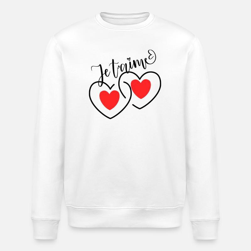 Ich liebe dich, verschlungene Herzen - Stanley/Stella Unisex Bio-Sweatshirt ROLLER - Weiß