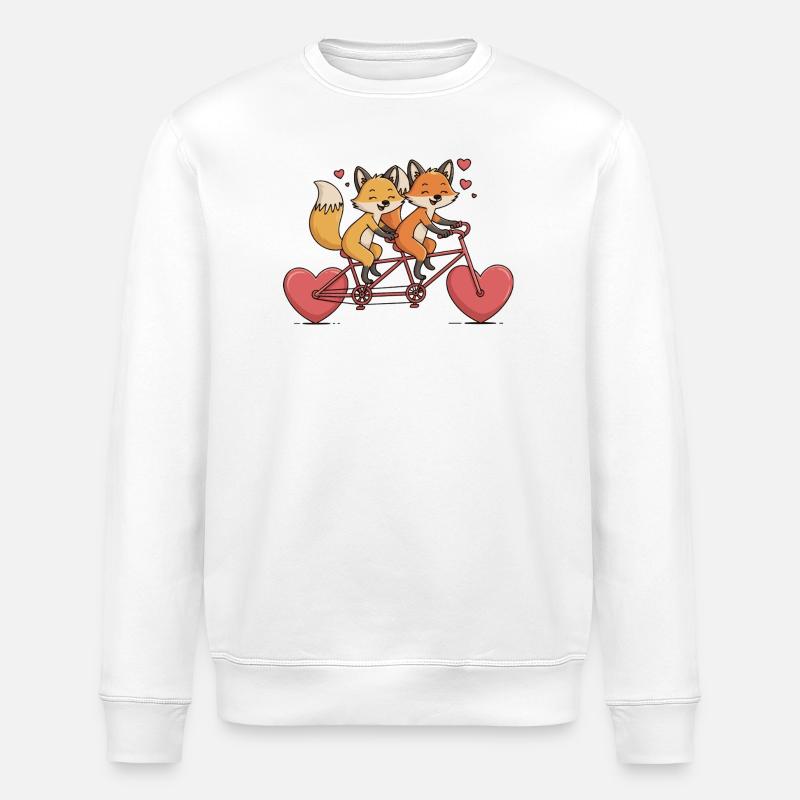 Foxen-Tandem mit Herzliebe fuchs paar - Stanley/Stella Unisex Bio-Sweatshirt ROLLER - Weiß