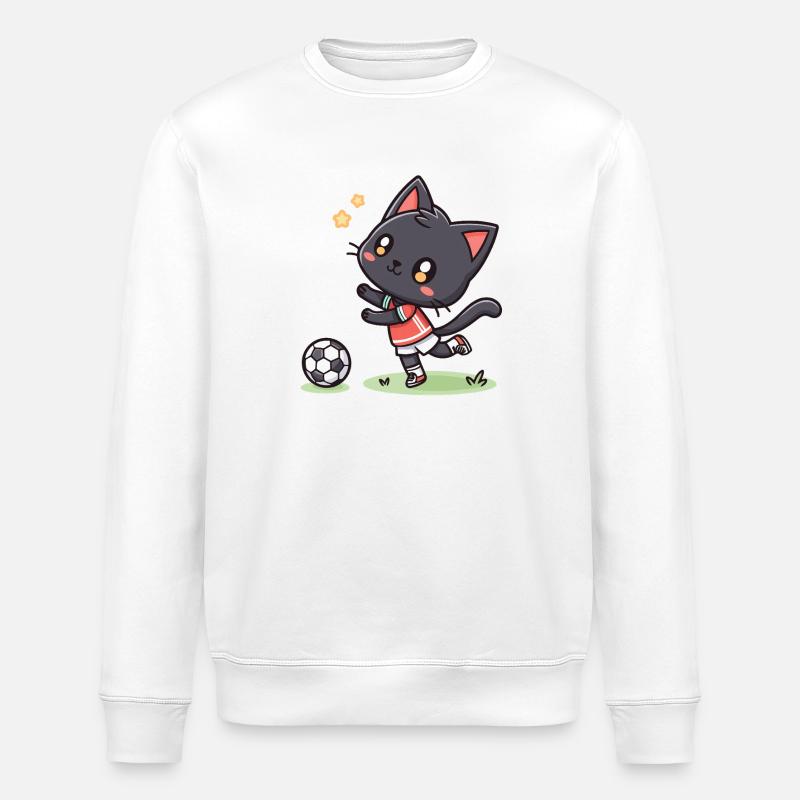 Chaton footballeur en action - Sweat bio ROLLER Stanley/Stella Unisexe - blanc