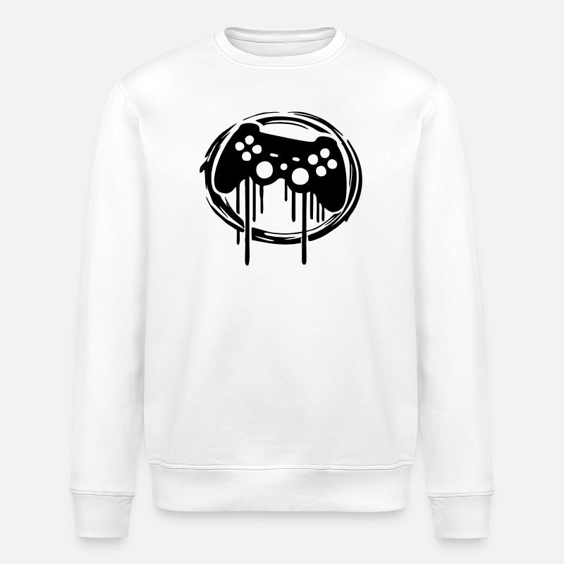 Gaming Controller Circle Pattern - Stanley/Stella ROLLER Unisex Organic Sweatshirt - white
