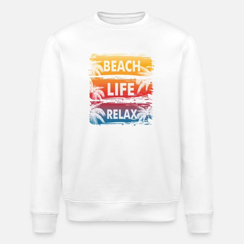 Beach Life Gradient Relax - Stanley/Stella ROLLER Unisex Organic Sweatshirt - white