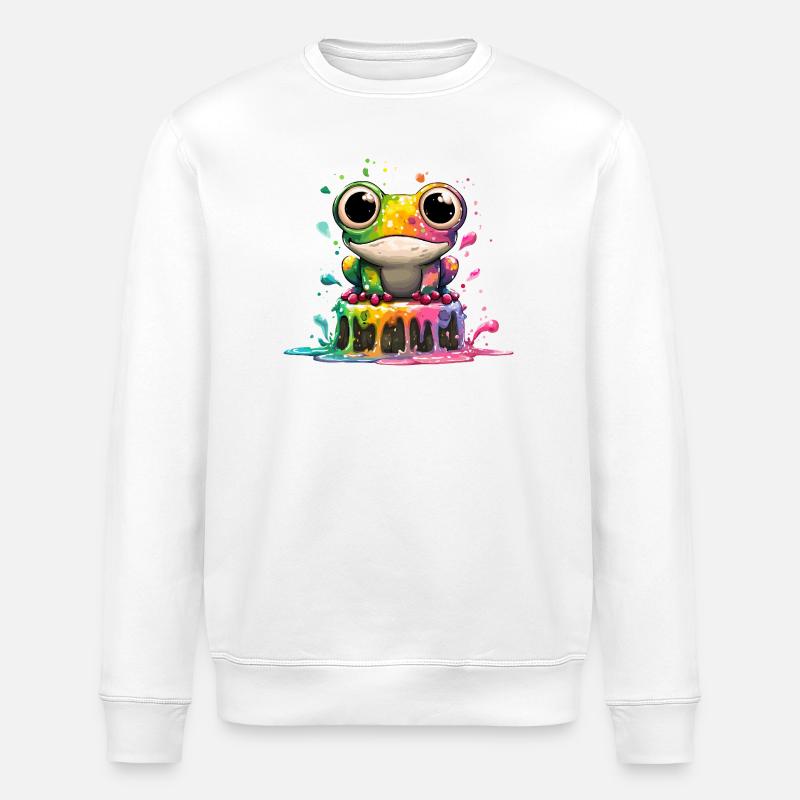 Regenbogenfrosch Kuchenzauber - Stanley/Stella Unisex Bio-Sweatshirt ROLLER - Weiß
