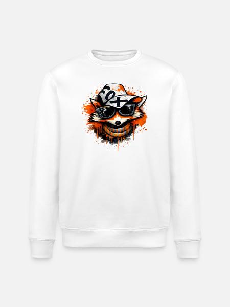 Cool fox with cap and sunglasses - Stanley/Stella ROLLER Unisex Organic Sweatshirt - white