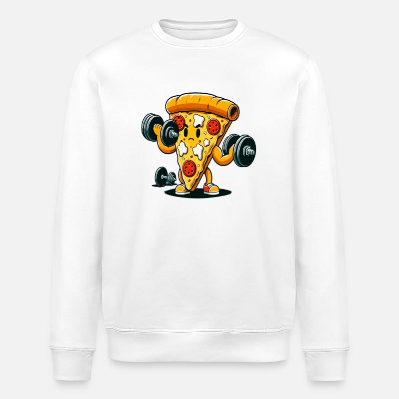 Kraftpizza Hebt Gewichte - Stanley/Stella Unisex Bio-Sweatshirt ROLLER - Weiß