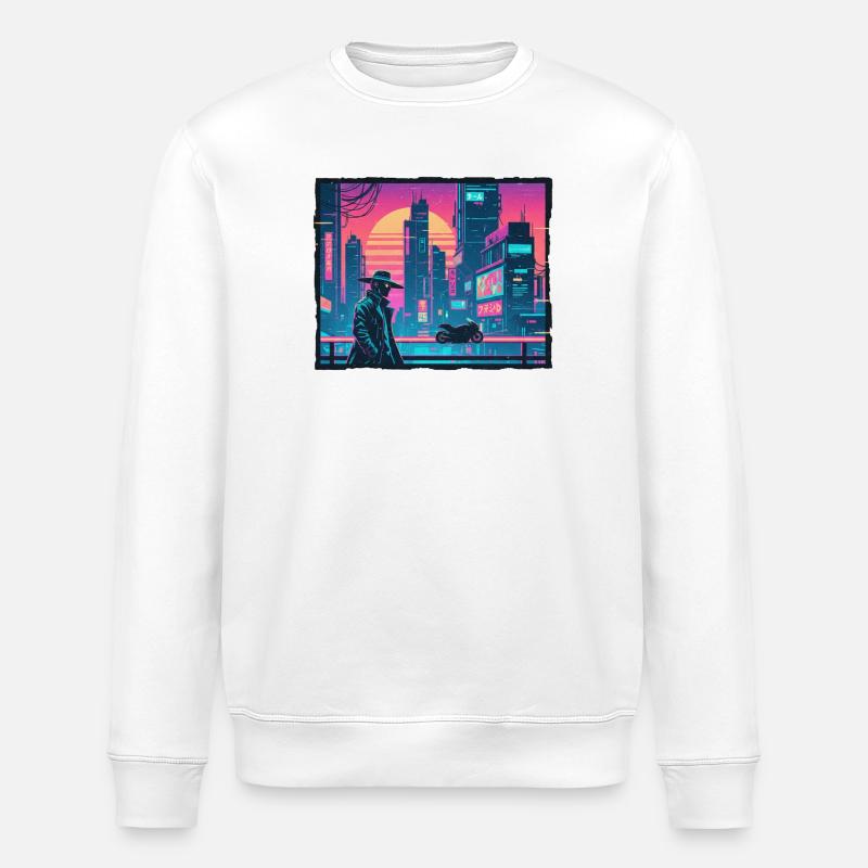 Rétro Wave Tokyo Cyber - Sweat bio ROLLER Stanley/Stella Unisexe - blanc